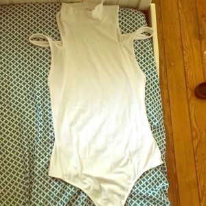 Free people Cold-shoulder white bodysuit